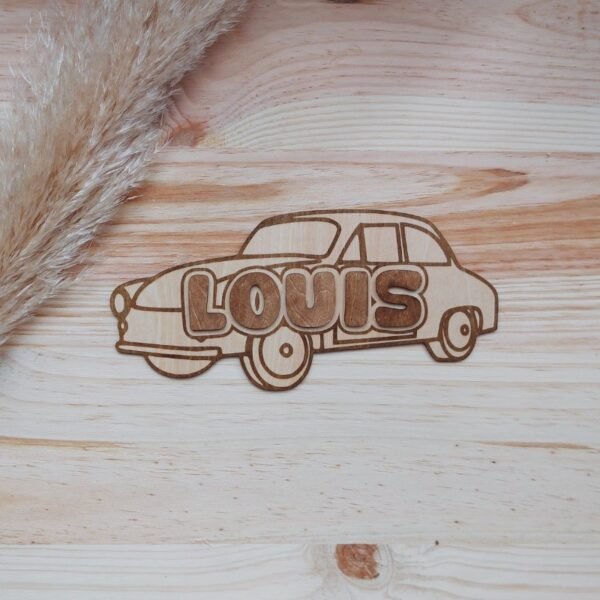 plaque porte bois voiture