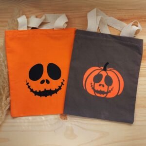 mini tote bag halloween citrouille