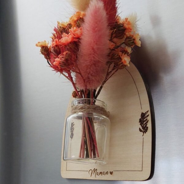 Magnet avec bouquet de fleurs séchée Fête des mères