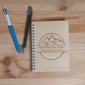 Carnet en Bois "Petits Mots d'un Maitre, ATSEM, Nounou" Exceptionnel