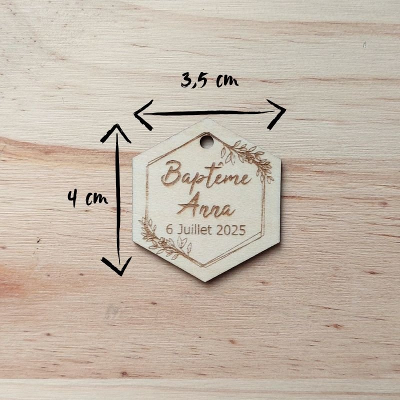 dimension médaillon bois hexagonal