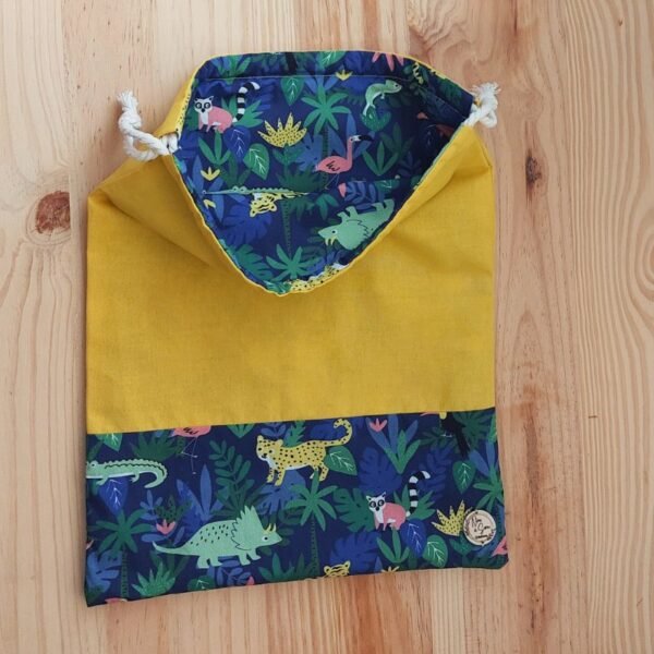 Sac de change – Motif animaux & tissu moutarde – Image 2