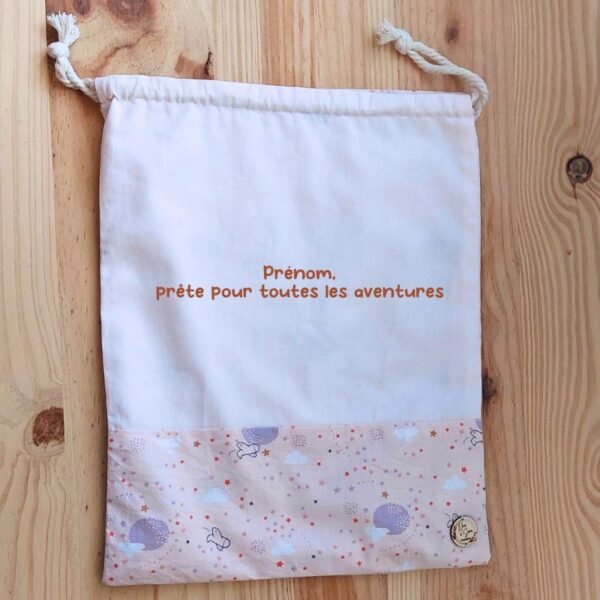 Sac de change – Motif avion & ciel étoilé rose – Image 7