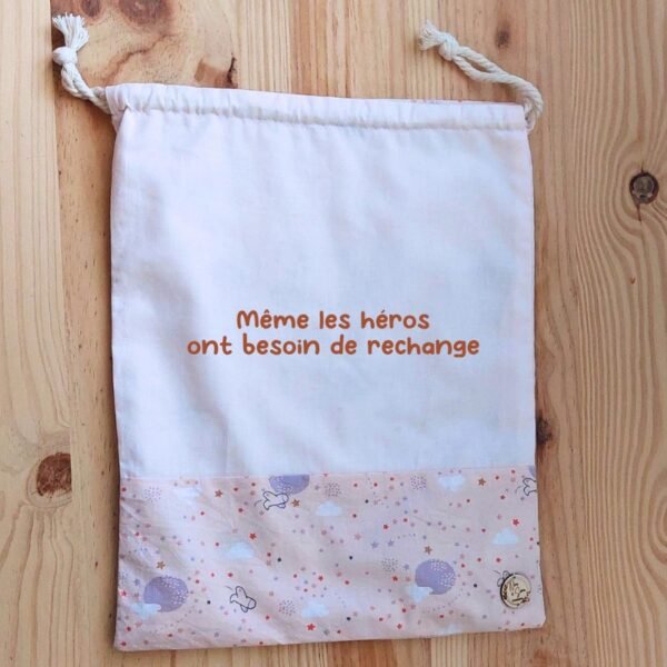 Sac de change – Motif avion & ciel étoilé rose – Image 6
