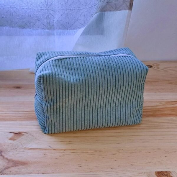 trousse de toilette velours cotelé bleu