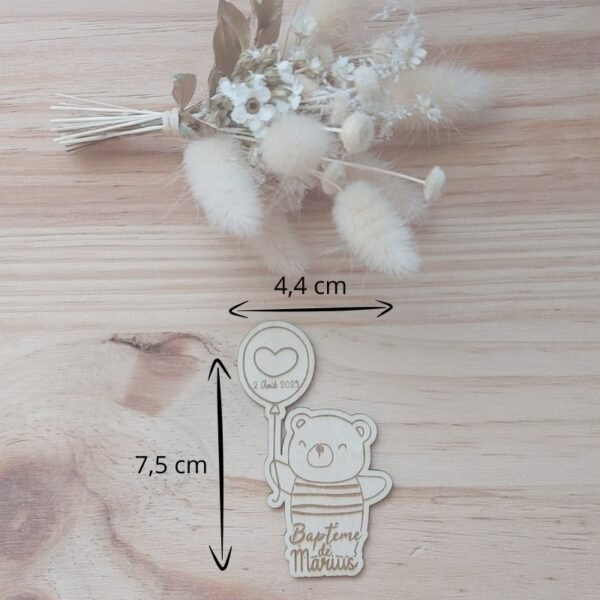 Magnet baptême ourson ou chaton avec ballon – Cadeau invité personnalisé – Image 4