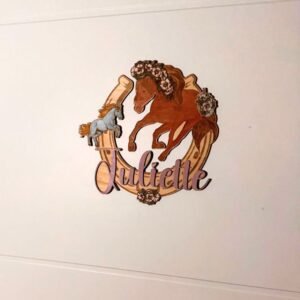 Plaque de Porte Enfant Colorée Bois - Chevaux