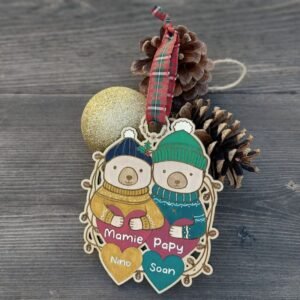 Suspension de Noël personnalisées "Ours" en Bois