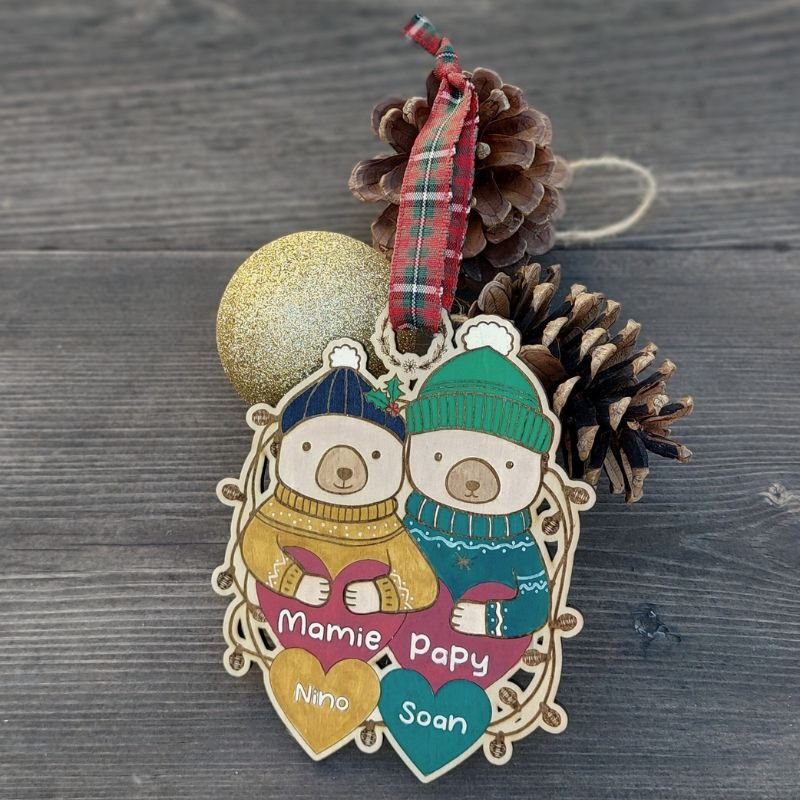 Suspension de Noël personnalisées "Ours" en Bois