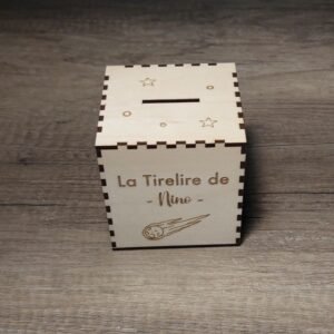 Tirelire en Bois Univers Espace personnalisée avec prénom