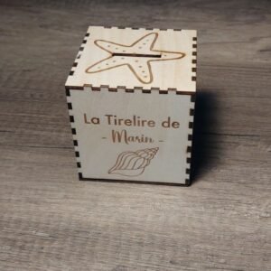 Tirelire en bois mer personnalisée avec prénom