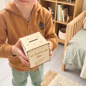 Tirelire en Bois Univers Espace personnalisée avec prénom