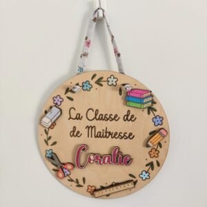 Plaque de porte personnalisée Maîtresse - Cadeau de fin d'année original