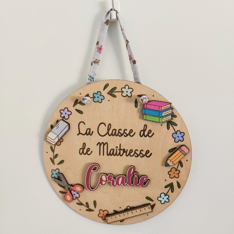 Plaque de porte personnalisée Maîtresse - Cadeau de fin d'année original