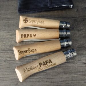 Couteau Opinel Fête des Pères avec Étui en Velours Côtelé