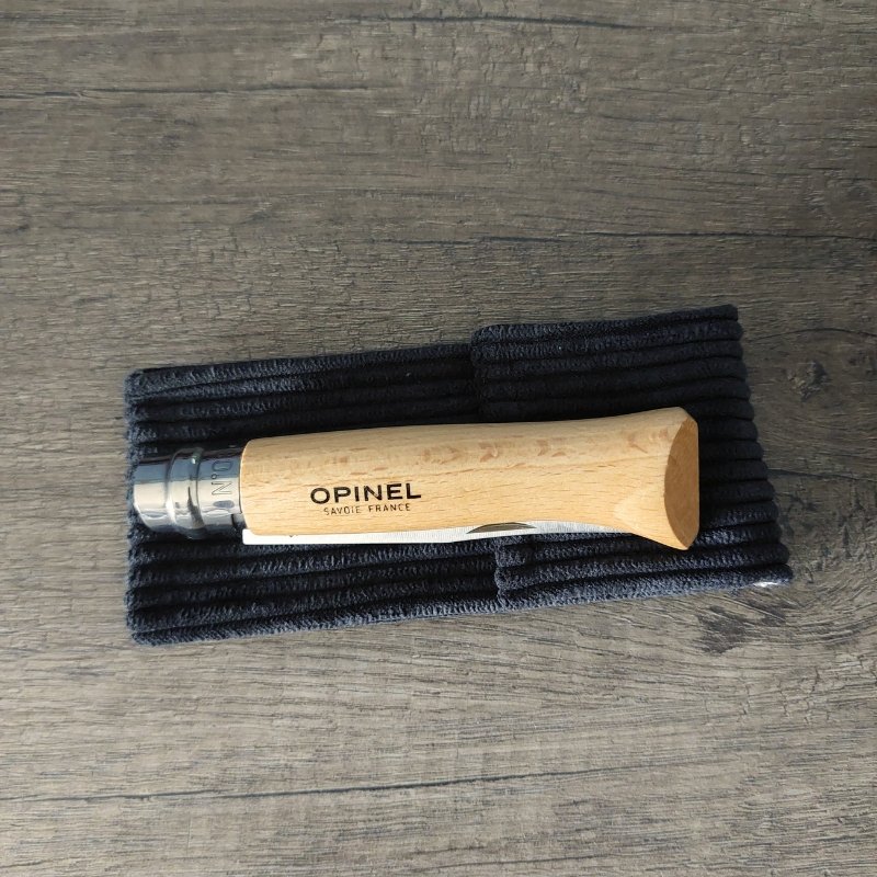 Couteau Opinel Fête des Pères avec Étui en Velours Côtelé – Image 2