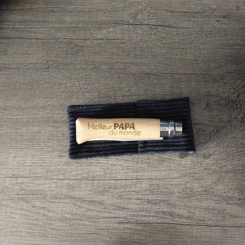 Couteau Opinel Fête des Pères avec Étui en Velours Côtelé – Image 8