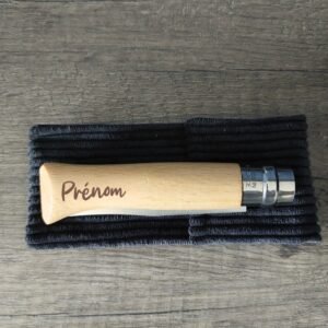 Couteau Opinel Personnalisé avec Étui en Velours Côtelé