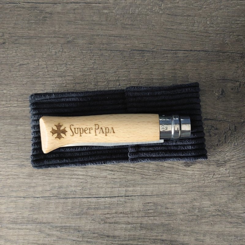 Couteau Opinel Fête des Pères avec Étui en Velours Côtelé – Image 6