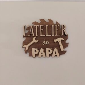 Plaque de porte l'Atelier de PAPA - Cadeau de fête des pères original
