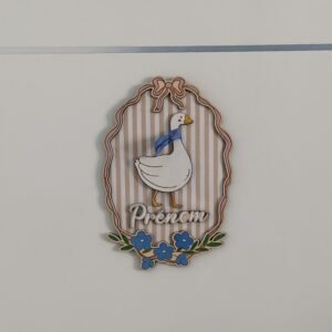 Plaque de Porte Enfant Colorée Bois & Tissu - Oie