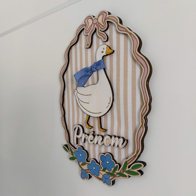 Plaque de Porte Enfant Colorée Bois & Tissu - Oie – Image 2